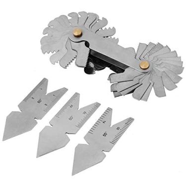 Imagem de Pissente Medidor de Inclinação de Rosca 52 Folhas Com Medidores Centrais de 3pcs 60 ° e 55 ° para Medir a Rosca de Rosca de Parafuso de Parafuso de Peixe Parafuso de Parafuso Frequência