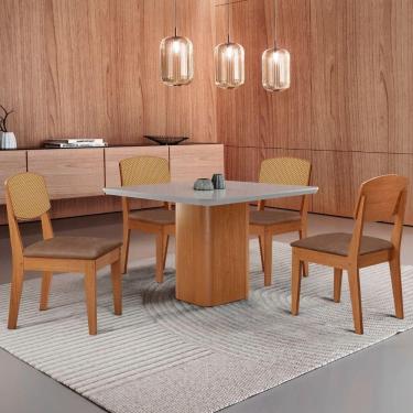 Imagem de Mesa De Jantar Eloise 90 cm Tampo Mdf 4Cadeiras Moderna.