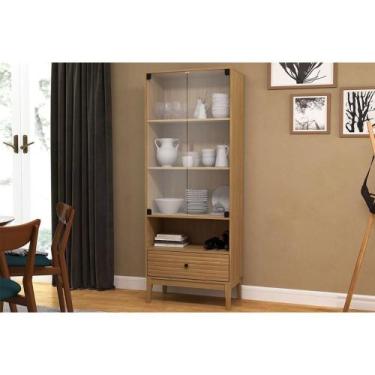 Imagem de Cristaleira Sala Jantar MB 1057 c/ 2 Portas de Vidro e 1 Gaveta Mel - 