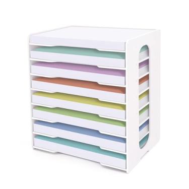 Imagem de SONGWAY Organizador de arquivos grande para mesa – Suporte de armazenamento de papel de tamanho legal de 7 níveis, classificador de arquivos, bandeja de correspondência, organizador de armazenamento