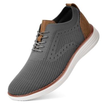 Imagem de Secuyner Breeze Sapatos masculinos casuais para homens confortáveis para negócios, tênis casuais, leves, respiráveis, oxfords de tênis de caminhada, Cinza, 40