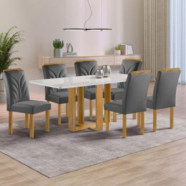 Imagem de Mesa de Jantar 6 Lugares Isadora Carolina com Vidro Cinamomo/Off White