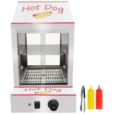 Imagem de Máquina de Hot Dog a Vapor  em Aço Inoxidável e Vidro, 110V 1500W, KOUWO