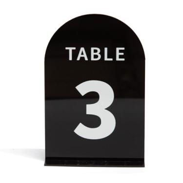 Imagem de Luxflowing Placas de número de mesa 1-10 com suportes, cartões de acrílico para recepção de casamento, festa e evento (preto, 10 x 15 cm)