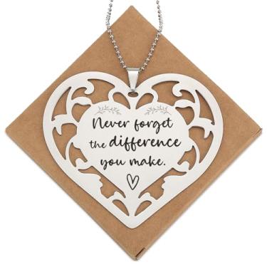 Imagem de Ornamento de coração presente de incentivo para professor enfermeira colega de trabalho voluntário, nunca se esqueça da diferença que você faz citação lembrança para o Natal, semana de gratidão, ação