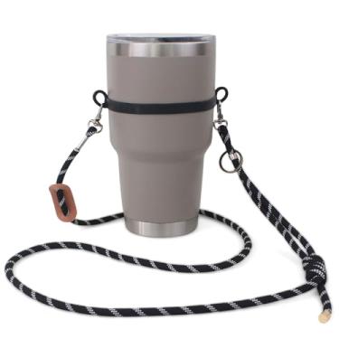 Imagem de Single Handed Suporte de garrafa de água transversal forte com alça. Compatível com Stanley Tumbler, simples e moderno. Suporte universal para garrafa de água com alça, bolsa tiracolo leve para