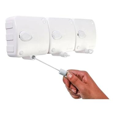 Imagem de Varal Retrátil Automático Modular, 6 Metros, 3 Peças, Sistema de Trava, Branco