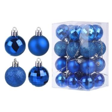 Imagem de Enfeites de bola de Natal de 24 quilates, enfeites de Natal, bolas de plástico inquebráveis de 30 mm, decoração de árvore, pingente para decoração de árvore de Natal, guirlanda de aniversário