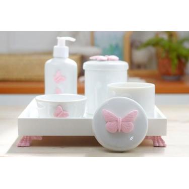 Imagem de Kit Higiene Bebê Porcelana Moderno Quarto Menina Cuidados Maternidade 