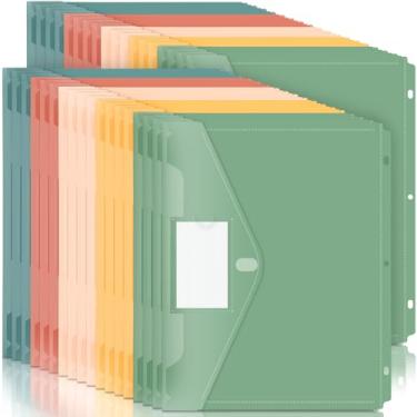 Imagem de Forvencer Bolso para fichário, pacote com 36 pastas de plástico super pesadas com fecho apertado, pastas de fichário com carregamento lateral, bolso para fichário com 3 anéis, divisórias com bolsos