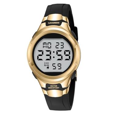 Imagem de Timever Relógio feminino esportivo digital à prova d'água com pulseira de silicone alarme/cronômetro/cronógrafo/luz traseira de LED