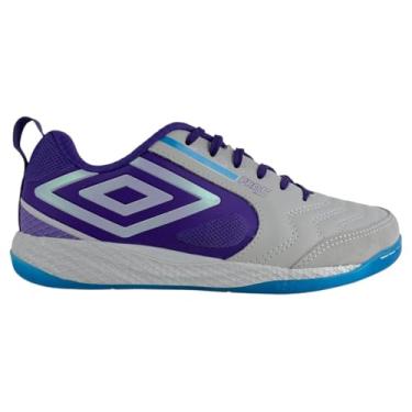 Imagem de Chuteira Tenis Futsal Umbro Pro 5 Bump Profissional (Branco/Roxo/Azul, BR, Adulto, Numérico, 37)