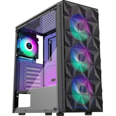 Imagem de Estojo para PC MOROVOL 621, pré-instale 4 ventiladores RGB ATX com vid