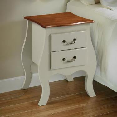 Imagem de Cômoda Bombê Mini 2 Gavetas - Nude (Off-White) com tampo Imbuia Glazer