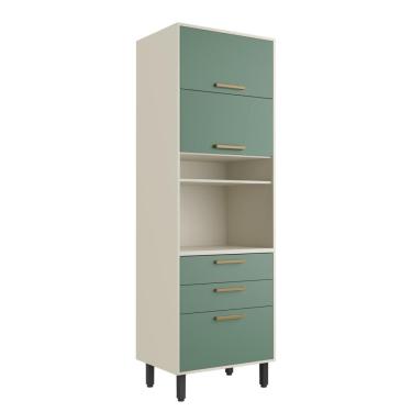 Imagem de Armário Paneleiro 3 Portas 2gavetas E Nichos Verde Bertolini Verde/areia