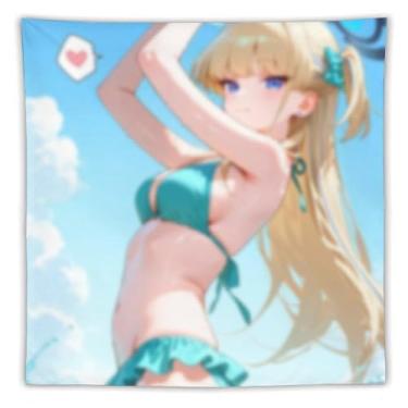 Imagem de LIEGBMEU Tapeçaria de biquíni sexy anime menina 152.4 cm x 152.4 cm interior exterior parede colcha arte decoração de tapeçaria caprichosa, AF416