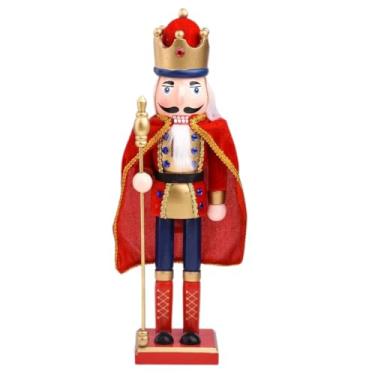 Imagem de Enfeite de Natal Quebra-Nozes do Papai Noel, 38CM, Luxo em Madeira, Estilo Guarda Real, com Base MDF, Enfeite Natalino para Mesa, Arvore de Natal (vermelho)