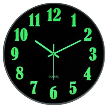 Imagem de JoFomp Relógio que brilha no escuro, 40,6 cm, moderno, silencioso, sem tique-taque, operado por bateria, relógio de parede com luz noturna para decoração de sala de estar, relógio de parede decorativo