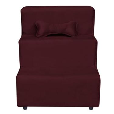 Imagem de Escadinha para Pet 3 Degraus Gato e Cachorro,rampa para pet subir na cama(Bordô)