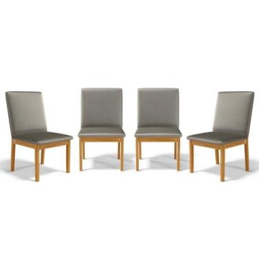 Imagem de Kit Com 4 Cadeiras Daniela Madeira Maciça Estofada Para Mesa De Jantar