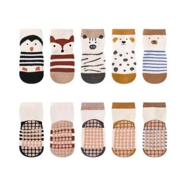 Imagem de Meias Antiderrapantes Para Crianças, 5 Pares, Padrão De Desenho Animad