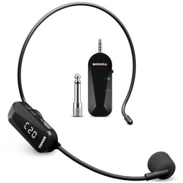 Imagem de Microfone de ouvido sem fio TONOR UHF 20 canais, alcance de 20 m