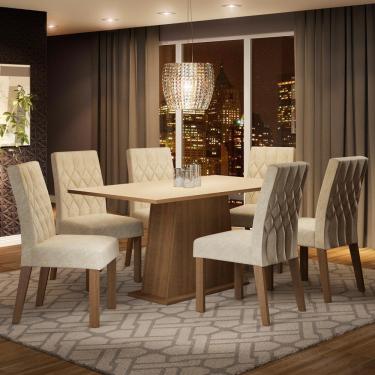 Imagem de Conjunto Sala de Jantar Madesa Daniela Mesa Tampo de Madeira com 6 Cadeiras