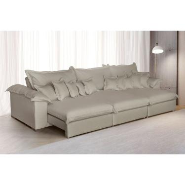 Imagem de Sofá Magnifico 6 Lugares 2,90cm - De Casa Décor E Estofados Marrom Amarelado