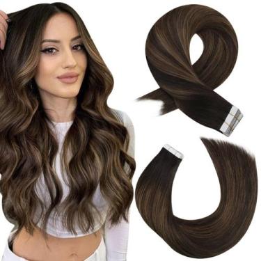 Imagem de Fita adesiva em extensões de cabelo humano Moresoo Balayage 50 cm 20 u