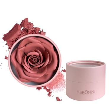 Imagem de Blush de pétala de rosa 3D, pétala de flor fosca, blush de maquiagem para bochechas, vermelhidão brilhante natural de longa duração, cor montável, contorno e brilho, blush em pó de maquiagem para