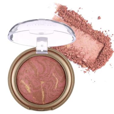 Imagem de Blush assado, blush marmorizado para bochechas, paleta de pó de blushes com acabamento acetinado brilhante, cor montável em pó natural para maquiagem facial