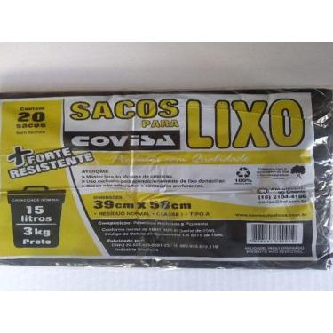 Imagem de Kit c/60 Sacos para lixo Covisa 15lts Reforçado