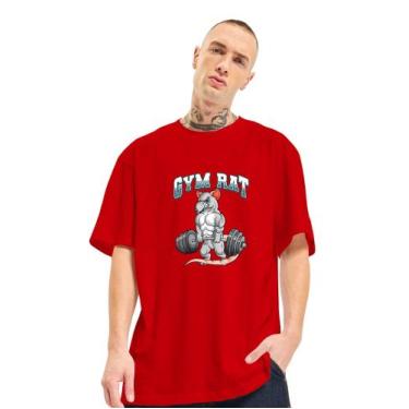 Imagem de Camiseta Oversized Masculina Rato de Academia Gym Rat - FSL.CONF, Verm