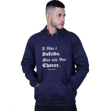 Imagem de Moletom Unissex Canguru Racionais Mcs A vida - Lafre, Azul marinho, GG