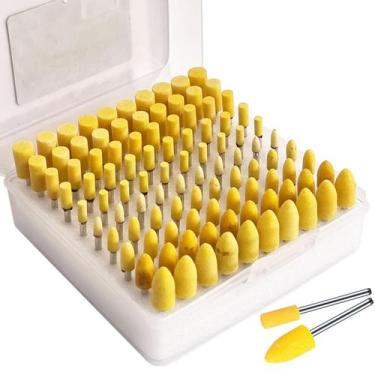 Imagem de Kit 100 Ponta Montada Rebolo Amarelo Haste 3Mm Para Retífica - Dremax