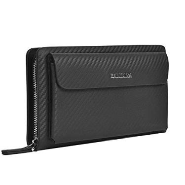 Imagem de Bolsa organizadora masculina de couro legítimo com carteira da BALIDIYA, Preto, One Size