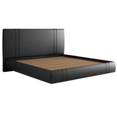 Imagem de Cama King Flutuante Com Cabeceira 195cm Astra S04 Couríssimo Preto - Lyam Decor