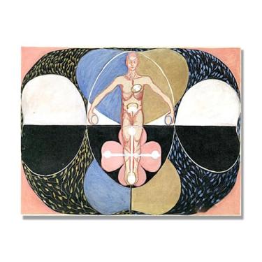 Imagem de NHLDZYH Pôster Hilma Af Klint, (Evolução, nº 11), reproduções de pinturas famosas, imagem de arte abstrata para sala de estar quarto decoração de casa. Tela de 50 x 65 cm - 19,7 x 25,6 pol