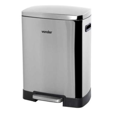 Imagem de Lixeira Retangular 50 Litros Inox Cinza Vonder