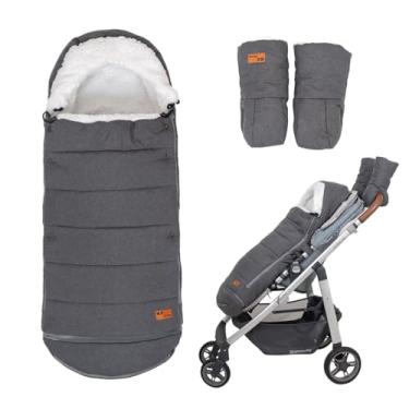 Imagem de KZ Dotnz Bolsa para carrinho de bebê + conjunto de protetores de mão - compatível com todos os carrinhos UPPAbaby, Nuna, BOB, Jogger, Graco e outros carrinhos de bebê - Protetor de pé impermeável para