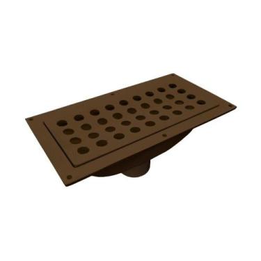 Imagem de Captador De água Calha Em Alumínio E Grelha Marrom 25x13x8cm - GDA Ind