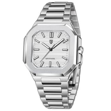 Imagem de SUZAKU Relógio masculino Pagani Design | Movimento de quartzo japonês VH31 | Relógio de pulso de aço inoxidável para negócios e atividades ao ar livre | À prova d'água 50 m | Bateria de 5 anos, Branco