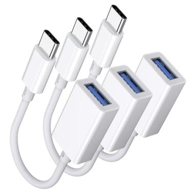 Imagem de Adaptador USB C para USB 3.0 (pacote com 3), cabo USB C macho para USB fêmea OTG Dongle Thunderbolt3 para adaptador USB compatível com MacBook Pro/Air, iPad Pro, iPhone 16 Pro Max/15, Galaxy S25/S24