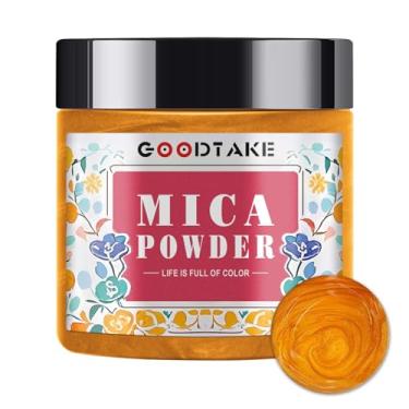 Imagem de GOODTAKE Pó de mica laranja, pigmento cintilante – pó de mica para resina, fabricação de velas, sabonete, esmalte de unha, sombra, bombas de banho, geleca (laranja, 113 g)