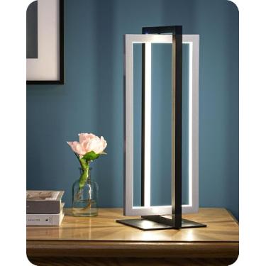 Imagem de EDISHINE Luminária de mesa de LED moderna, luminária de cabeceira regulável de 750 lm, 3 temperaturas de cor, lâmpada de mesa de cabeceira com controle de interruptor para sala de estar, quarto