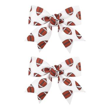 Imagem de YanJie 2 peças de clipes de laço de cabelo com estampa de futebol para meninas, dia esportivo, acessórios de cabelo, roupas para meninas, crianças, adolescentes, mulheres, caudas com laço
