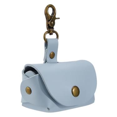 Imagem de SUPERFINDINGS Travesseiros de anel azul celeste para coleira de cachorro de couro PU caixa de travesseiro coleira de cachorro suporte de anel de casal bolsa brincos caixa de armazenamento com fechos