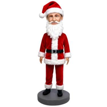 Imagem de Bobblehead de carro de Papai Noel personalizado feito à mão - Decoração de interior de carro de Natal personalizada feita a partir de sua foto, ornamento festivo exclusivo para painel de carro