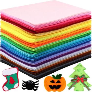 Imagem de Folhas de feltro Reginary 120 peças 30x20cm, 40 cores variadas, artesa