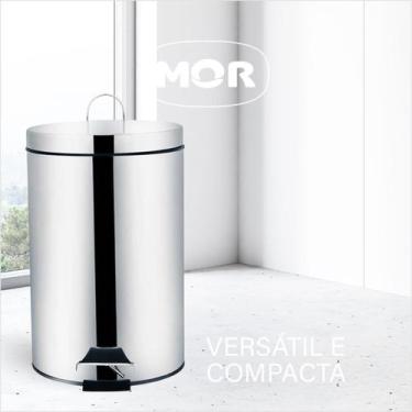 Imagem de Lixeira Inox 5 Litros Pedal Cesto Balde Interno Removível Aço Inox - M